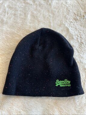 Superdry black beanie speckled black knit adult hat